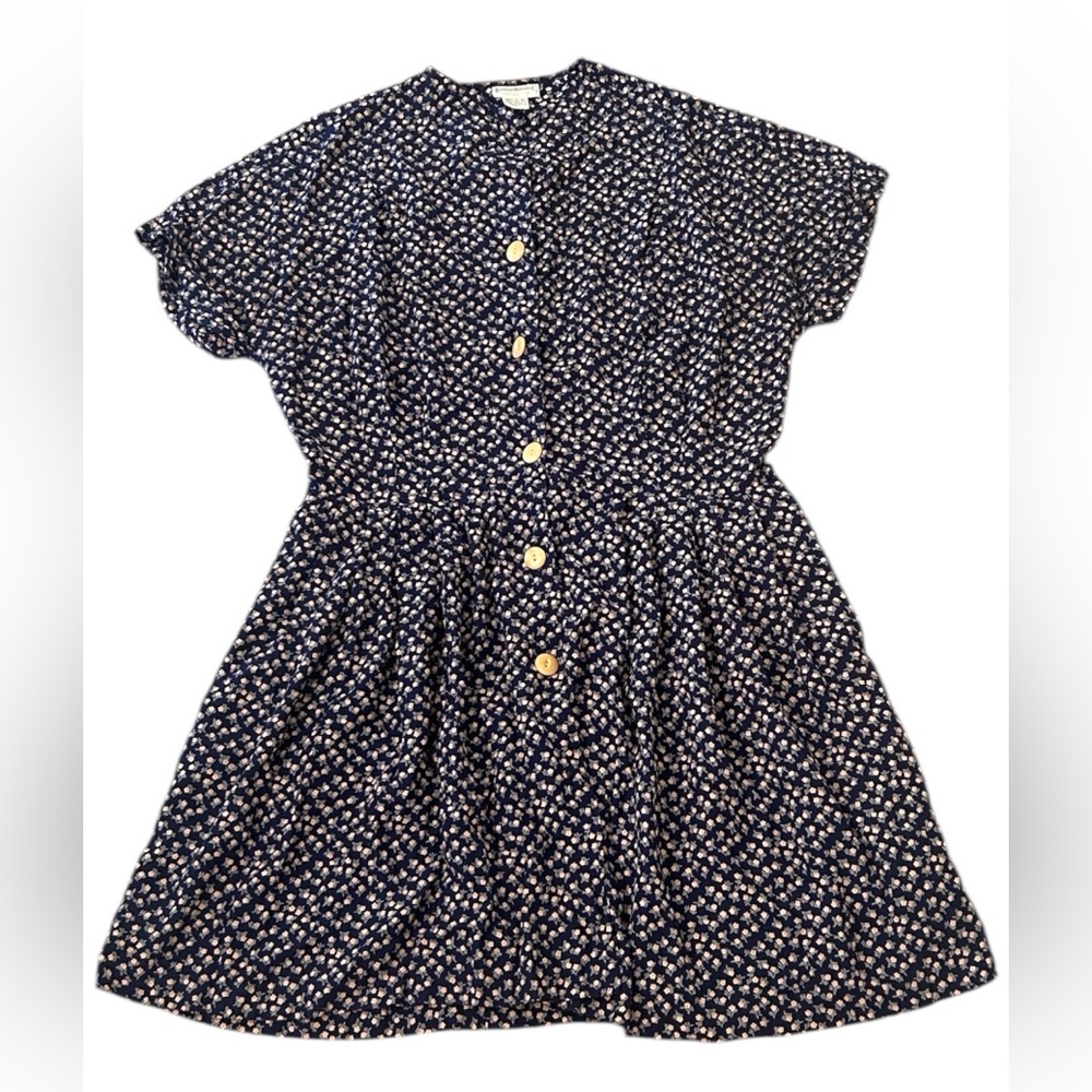 Banana Republic Short Sleeve Floral Dress Pockets Front Button Vintage Small